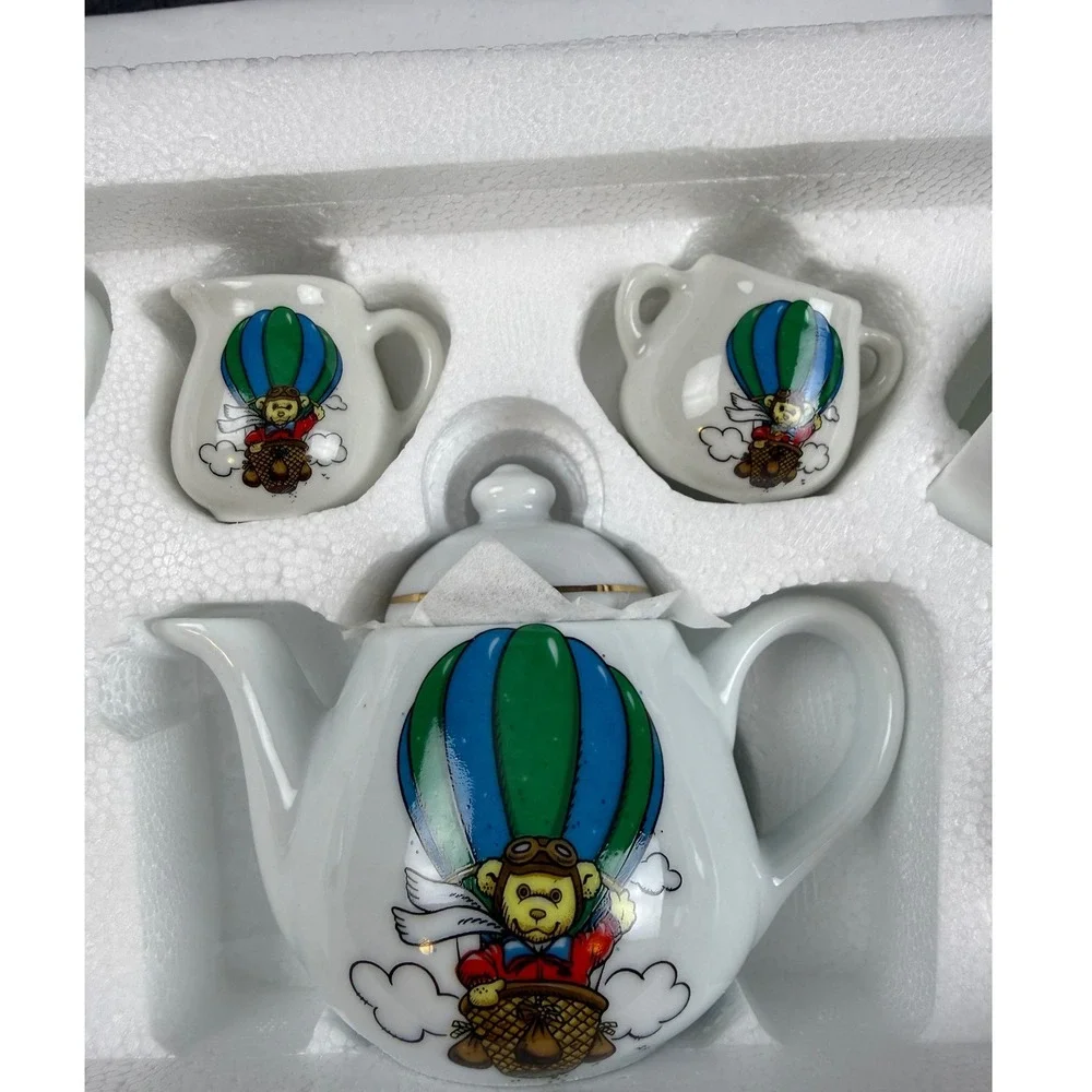 VTG Reutter Porzellan Germany Miniature Tea Set Hot Air Balloon Lands End NIB